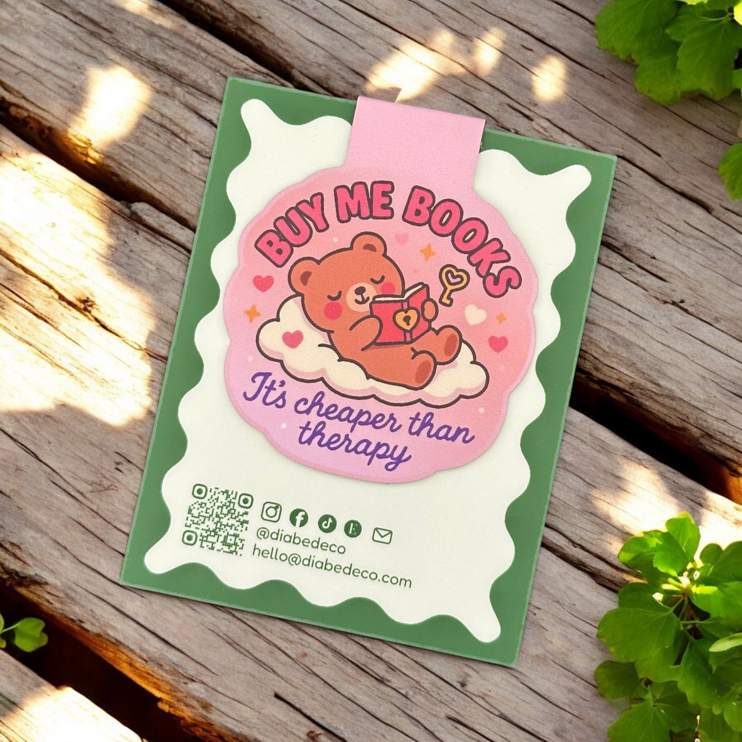 “Buy Me Books It's Cheaper Than Therapy” – Neurodivergent Magnetic Bookmark for Book Lovers