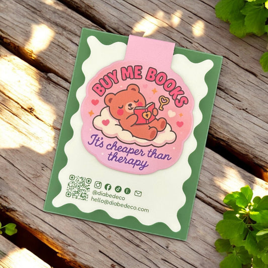 “Buy Me Books It's Cheaper Than Therapy” – Neurodivergent Magnetic Bookmark for Book Lovers