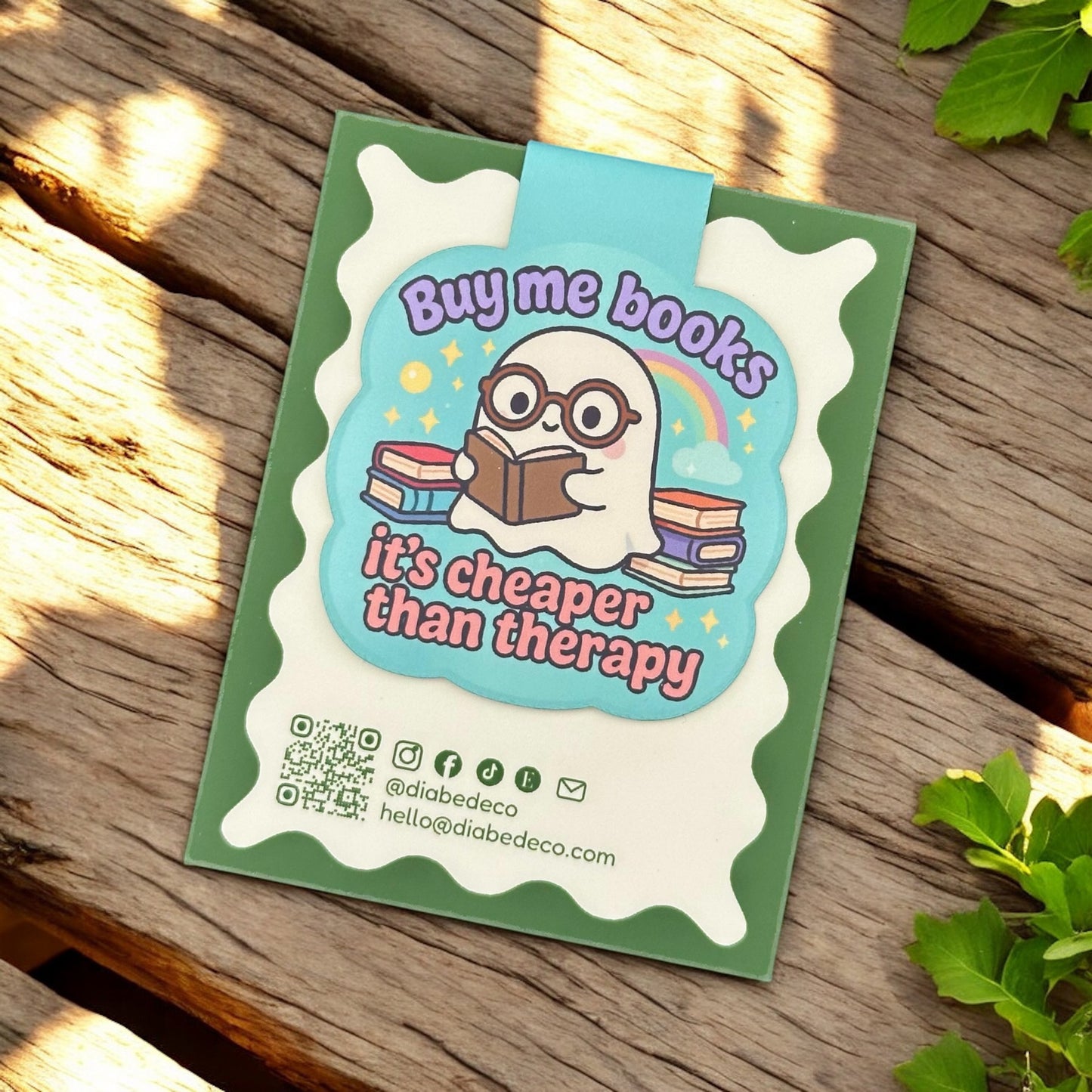 “Buy Me Books, It's Cheaper Than Therapy” – Magnetic Bookmark for Neurodivergent Book Lovers