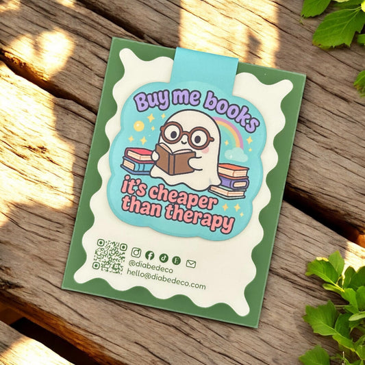 “Buy Me Books, It's Cheaper Than Therapy” – Magnetic Bookmark for Neurodivergent Book Lovers