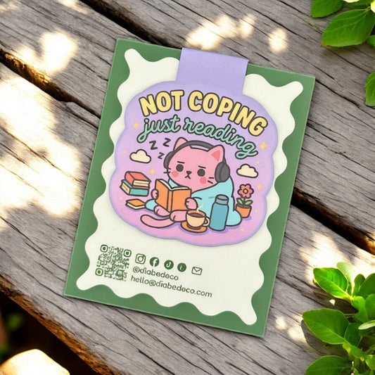 “Not Coping, Just Reading” – Magnetic Bookmark for Neurodivergent Book Lovers