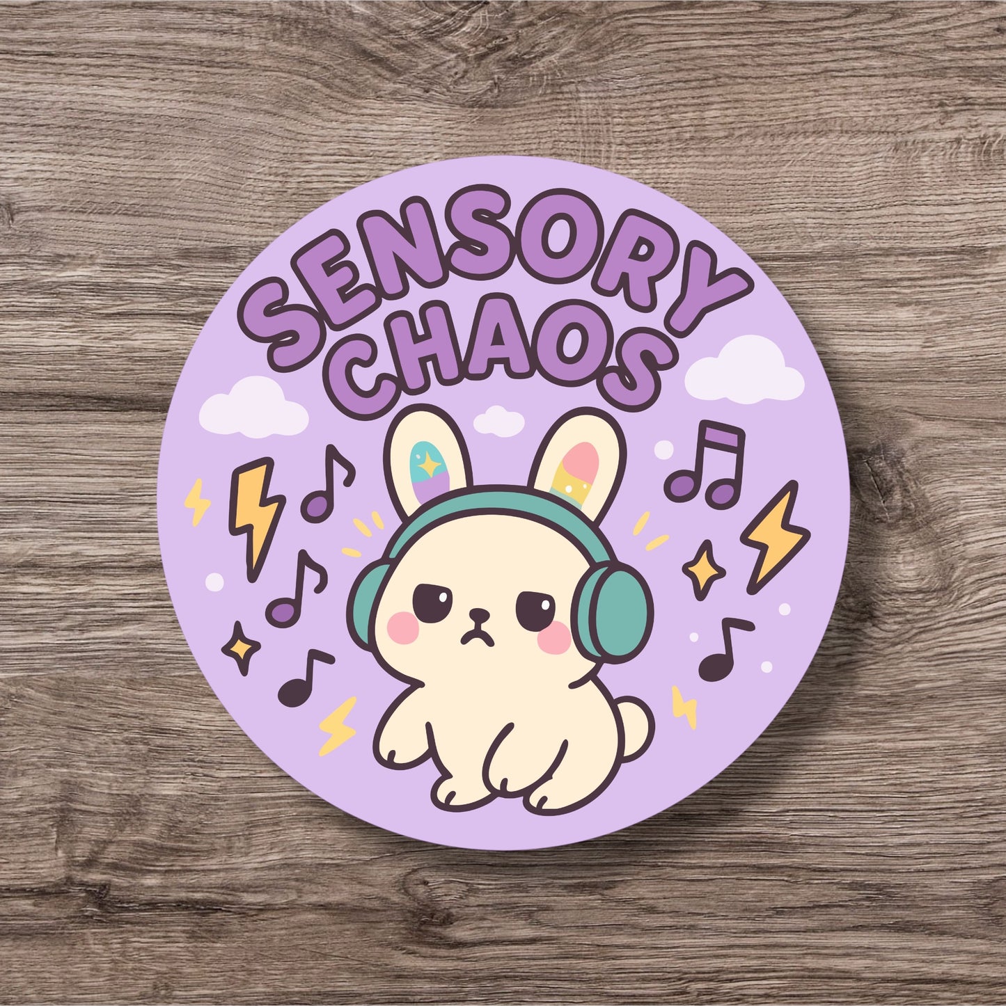 “Sensory Chaos” – Pin Badge, Magnet or Sticker for Neurospicy Weirdos