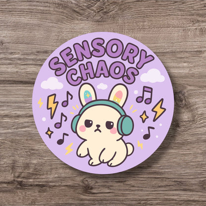 “Sensory Chaos” – Pin Badge, Magnet or Sticker for Neurospicy Weirdos