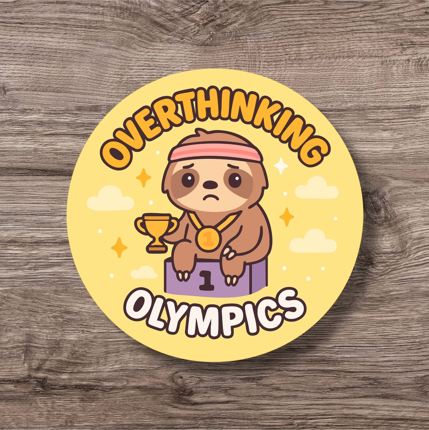 “Overthinking Olympics” – Pin Badge, Magnet or Sticker for Neurospicy Weirdos