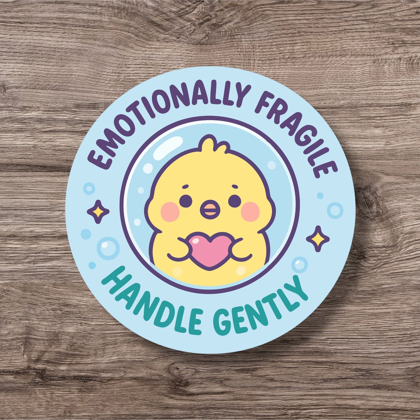 “Emotionally Fragile” – Pin Badge, Magnet or Sticker for Neurospicy Weirdos