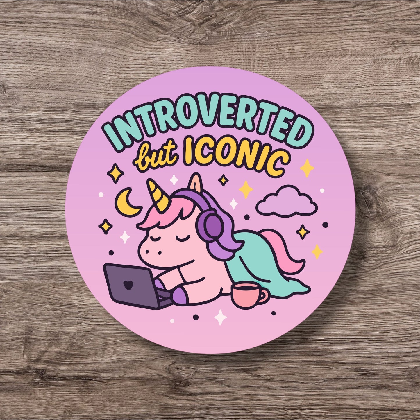 “Introverted But Iconic” – Pin Badge, Magnet or Sticker for Neurospicy Weirdos