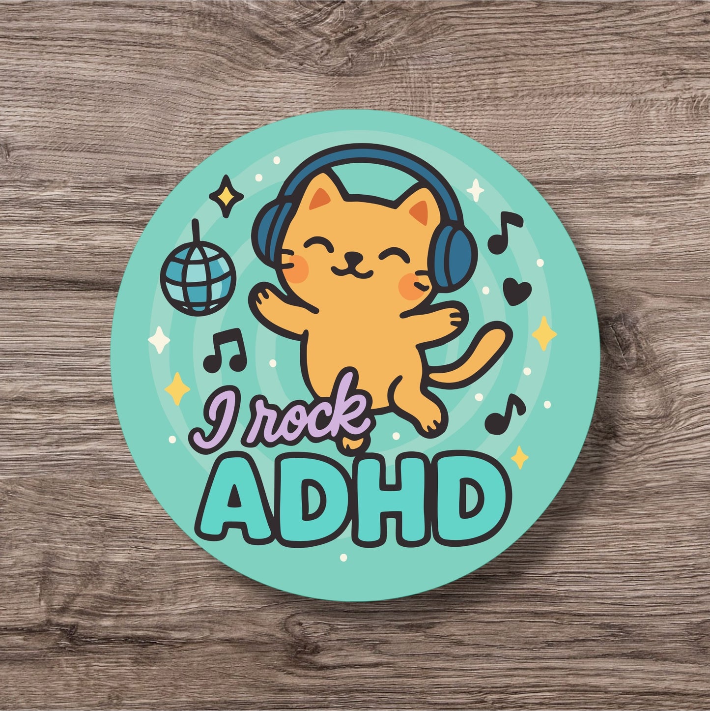 “I Rock ADHD” – Pin Badge, Magnet or Sticker for Neurospicy Weirdos