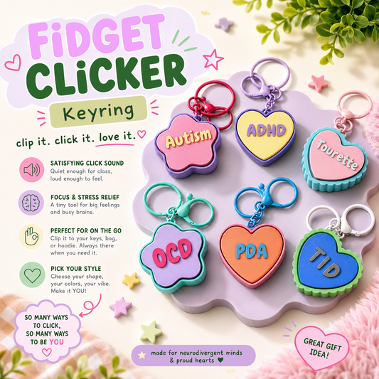 “Click Click Calm” - Custom Fidget Clickers for Busy Brains