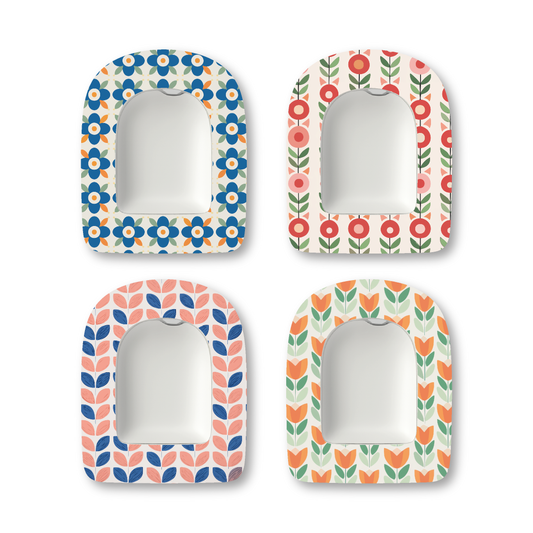 “Retro Flower” - Waterproof CGM Overpatches for Dexcom, Libre, Medtronic & Medtrum