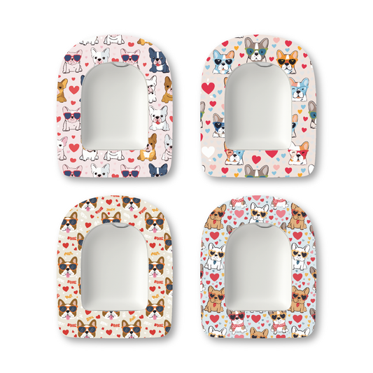 “Frenchie Love” - Waterproof CGM Overpatches for Dexcom, Libre, Medtronic & Medtrum