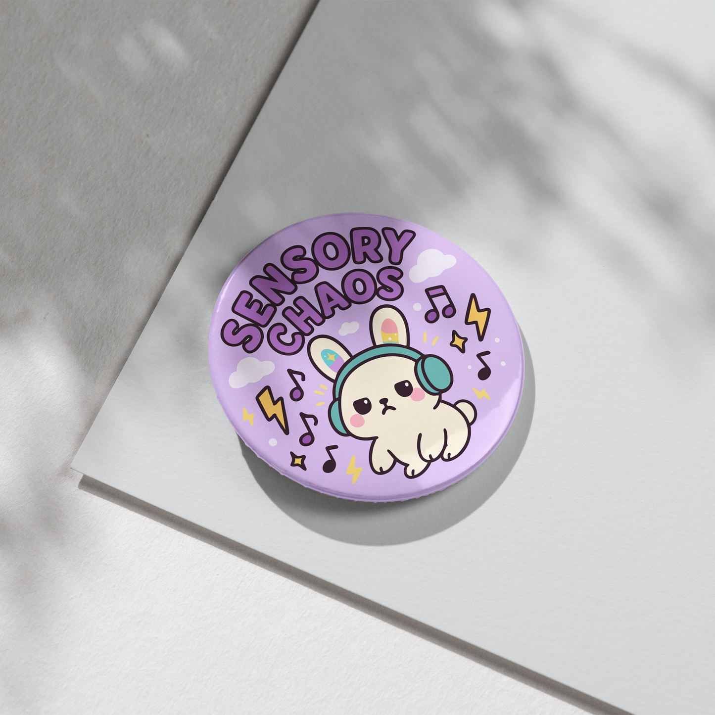 “Sensory Chaos” – Pin Badge, Magnet or Sticker for Neurospicy Weirdos