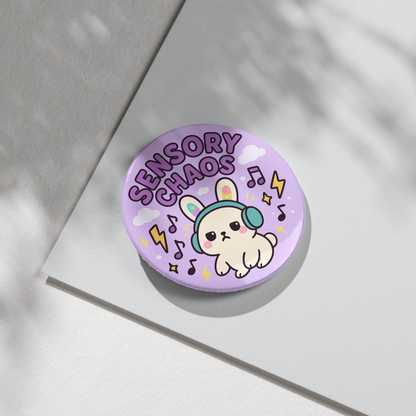 “Sensory Chaos” – Pin Badge, Magnet or Sticker for Neurospicy Weirdos