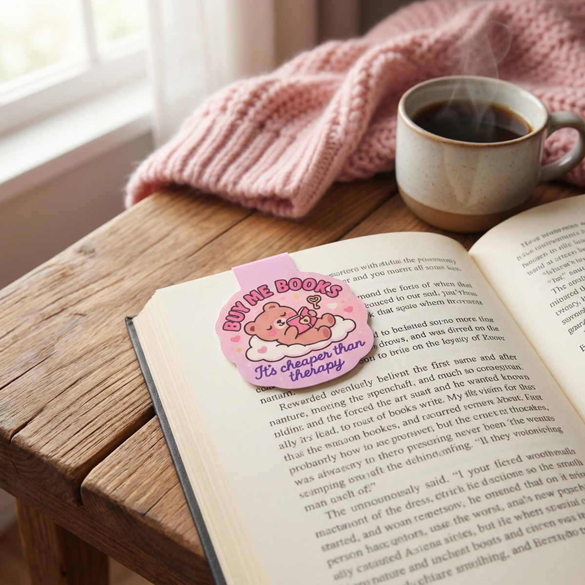 “Buy Me Books It's Cheaper Than Therapy” – Neurodivergent Magnetic Bookmark for Book Lovers
