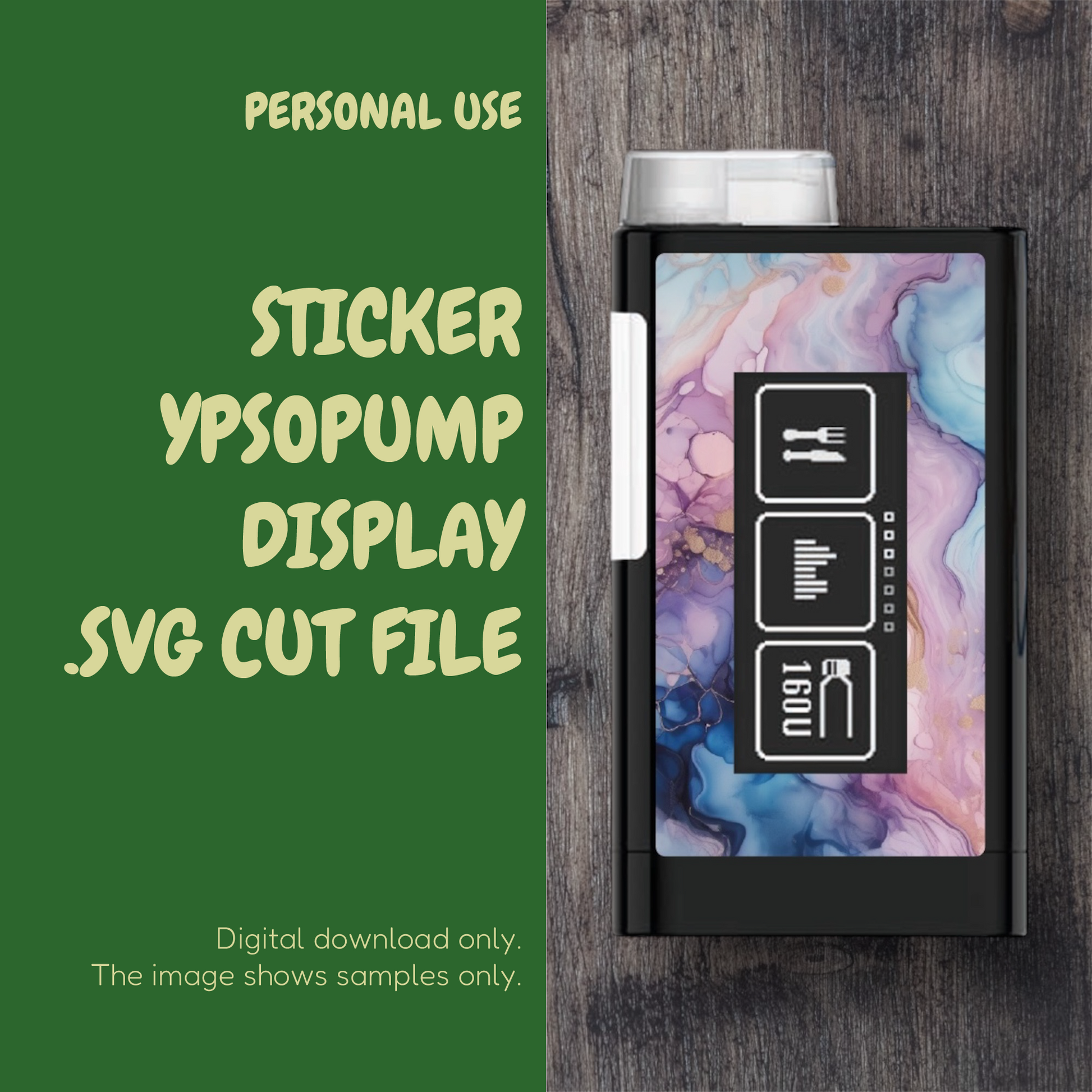 Ypsopump insulin pump display sticker SVG cut file